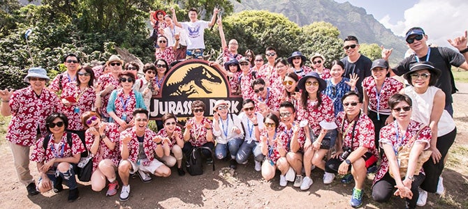 Nu Skin sales leaders visit the set of Jurassic Park in Hawaii